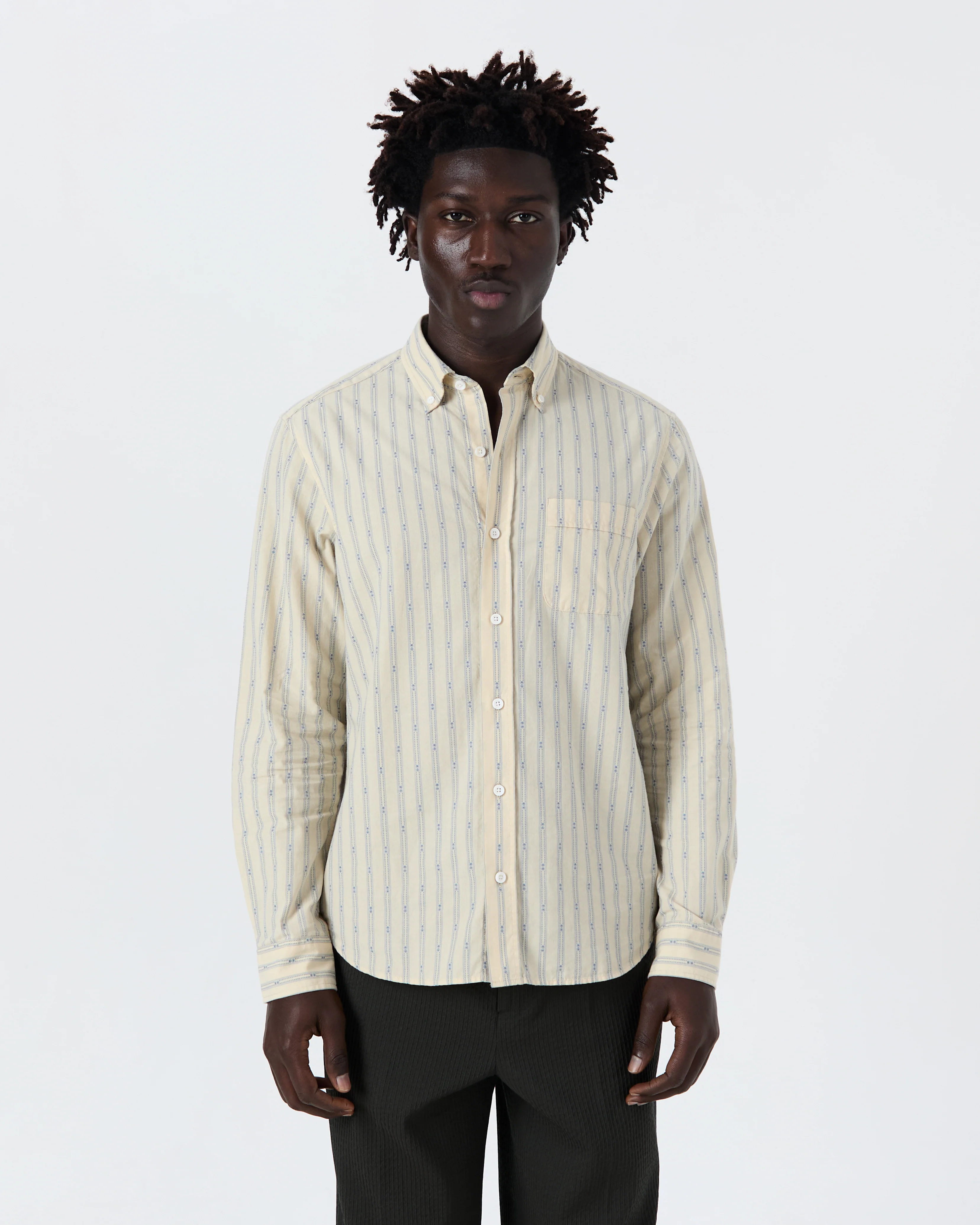 Chemise Calvi écru et bleu ciel - Image 4